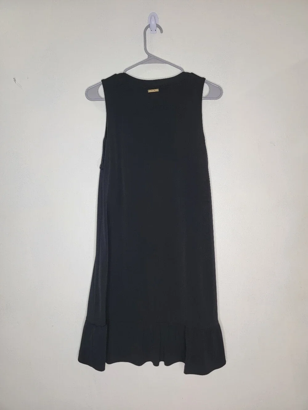 Michael Kors Black Sleeveless V-Neck Ruffle-Hem Mini Dress